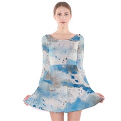 Watercolor Splatter Long Sleeve Velvet Skater Dress by blkstudio