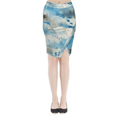 Watercolor Splatter Midi Wrap Pencil Skirt