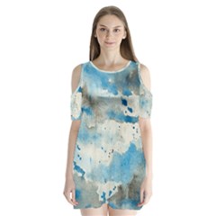 Watercolor Splatter Shoulder Cutout Velvet One Piece by blkstudio