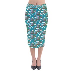 Koala Bears Pattern Velvet Midi Pencil Skirt by bloomingvinedesign