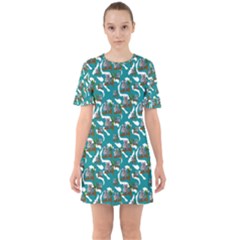 Koala Bears Pattern Sixties Short Sleeve Mini Dress by bloomingvinedesign