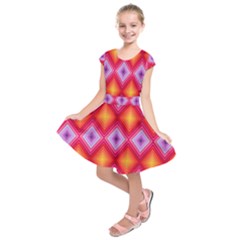 Texture Surface Orange Pink Kids  Short Sleeve Dress