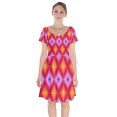 Texture Surface Orange Pink Short Sleeve Bardot Dress by Mariart