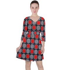 Pattern Square Ruffle Dress