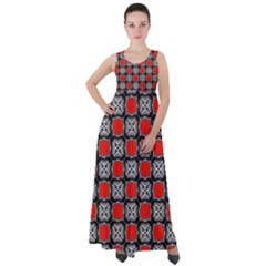 Pattern Square Empire Waist Velour Maxi Dress