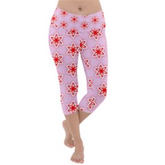 Texture Star Backgrounds Pink Lightweight Velour Capri Yoga Leggings