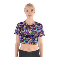 Wavy Squares Pattern Cotton Crop Top