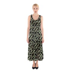 Modern Abstract Camouflage Patttern Sleeveless Maxi Dress