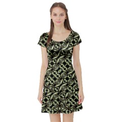 Modern Abstract Camouflage Patttern Short Sleeve Skater Dress