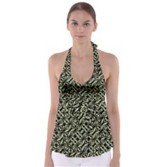 Modern Abstract Camouflage Patttern Babydoll Tankini Top