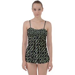 Modern Abstract Camouflage Patttern Babydoll Tankini Set