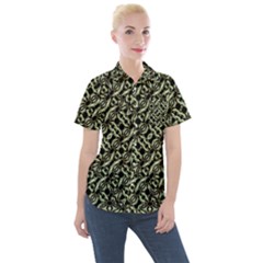 Modern Abstract Camouflage Patttern Women s Short Sleeve Pocket Shirt