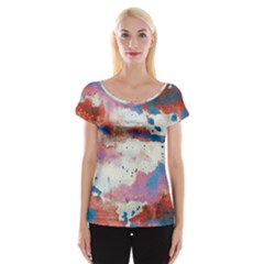 Watercolor Splatter Red/blue Cap Sleeve Top by blkstudio