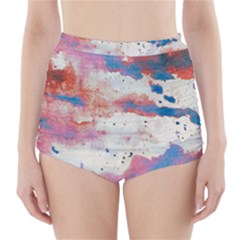 Watercolor Splatter Red/blue High-waisted Bikini Bottoms by blkstudio