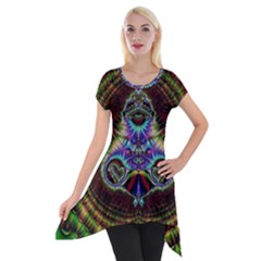 Art Artwork Fractal Digital Art Pattern Short Sleeve Side Drop Tunic by Pakrebo