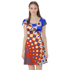 Digital Arts Fractals Futuristic Short Sleeve Skater Dress