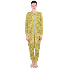 Flowers Decorative Ornate Color Yellow Onepiece Jumpsuit (ladies)  by pepitasart