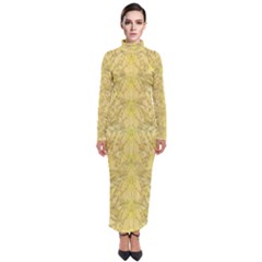 Flowers Decorative Ornate Color Yellow Turtleneck Maxi Dress by pepitasart