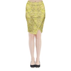 Flowers Decorative Ornate Color Yellow Midi Wrap Pencil Skirt by pepitasart