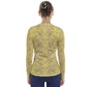 Flowers Decorative Ornate Color Yellow V-Neck Long Sleeve Top View2