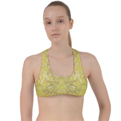 Flowers Decorative Ornate Color Yellow Criss Cross Racerback Sports Bra by pepitasart