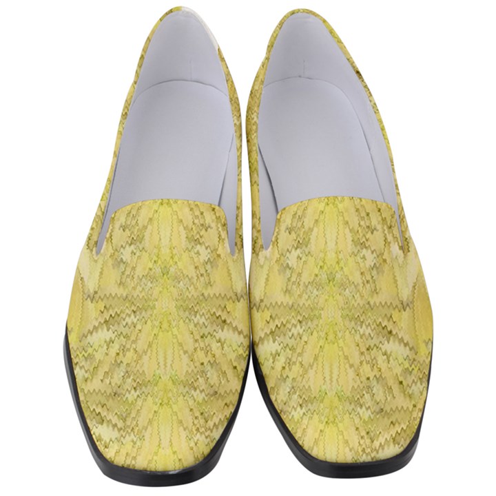 Flowers Decorative Ornate Color Yellow Women s Classic Loafer Heels