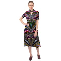 Abstract Art Artwork Fractal Design Keyhole Neckline Chiffon Dress by Pakrebo