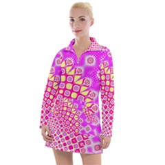 Digital Arts Fractals Futuristic Pink Women s Long Sleeve Casual Dress by Pakrebo