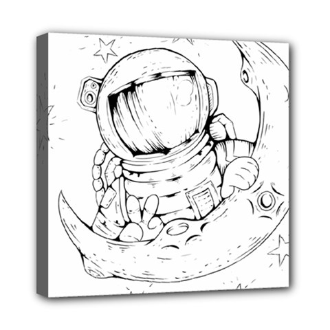 Astronaut Moon Space Astronomy Mini Canvas 8  x 8  (Stretched)