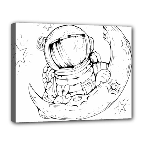 Astronaut Moon Space Astronomy Canvas 14  x 11  (Stretched)