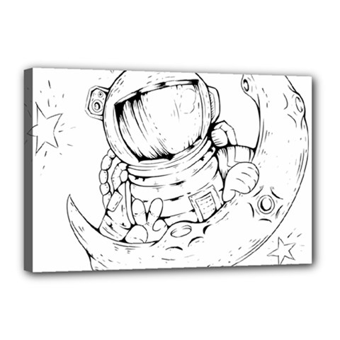 Astronaut Moon Space Astronomy Canvas 18  x 12  (Stretched)