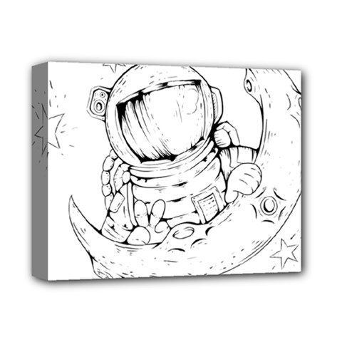 Astronaut Moon Space Astronomy Deluxe Canvas 14  x 11  (Stretched)