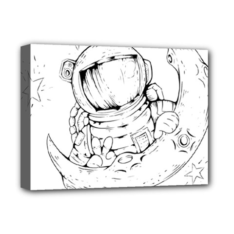 Astronaut Moon Space Astronomy Deluxe Canvas 16  x 12  (Stretched) 