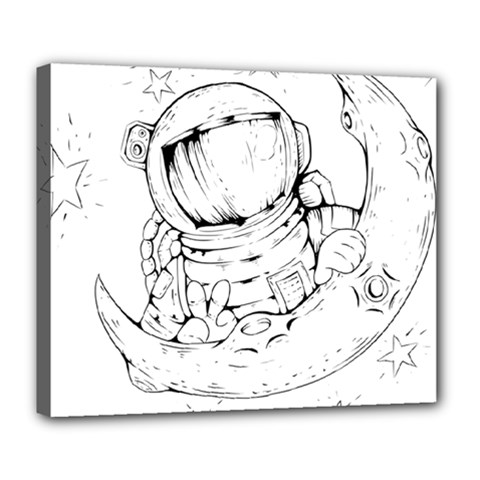 Astronaut Moon Space Astronomy Deluxe Canvas 24  x 20  (Stretched)