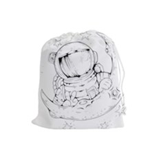 Astronaut Moon Space Astronomy Drawstring Pouch (Large)