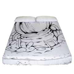 Astronaut Moon Space Astronomy Fitted Sheet (Queen Size)