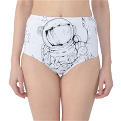 Astronaut Moon Space Astronomy Classic High-Waist Bikini Bottoms