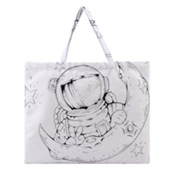 Astronaut Moon Space Astronomy Zipper Large Tote Bag