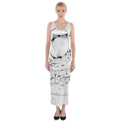 Astronaut Moon Space Astronomy Fitted Maxi Dress