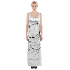 Astronaut Moon Space Astronomy Thigh Split Maxi Dress