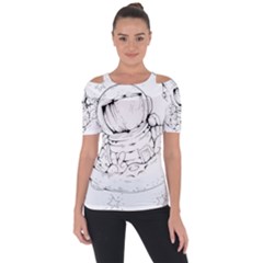 Astronaut Moon Space Astronomy Shoulder Cut Out Short Sleeve Top