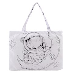 Astronaut Moon Space Astronomy Zipper Medium Tote Bag