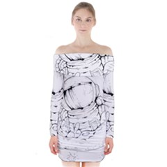 Astronaut Moon Space Astronomy Long Sleeve Off Shoulder Dress