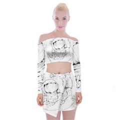 Astronaut Moon Space Astronomy Off Shoulder Top with Mini Skirt Set