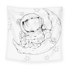 Astronaut Moon Space Astronomy Square Tapestry (Large)