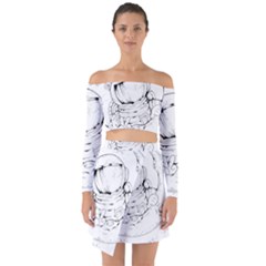 Astronaut Moon Space Astronomy Off Shoulder Top with Skirt Set