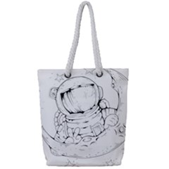 Astronaut Moon Space Astronomy Full Print Rope Handle Tote (Small)