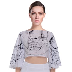 Astronaut Moon Space Astronomy Tie Back Butterfly Sleeve Chiffon Top