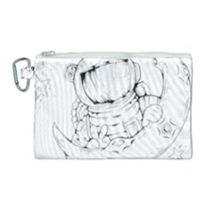 Astronaut Moon Space Astronomy Canvas Cosmetic Bag (Large)