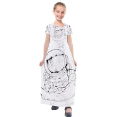 Astronaut Moon Space Astronomy Kids  Short Sleeve Maxi Dress